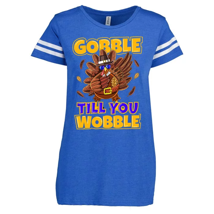 Gobble Till You Wobble Turkey Outfit Thanksgiving Gift Enza Ladies Jersey Football T-Shirt