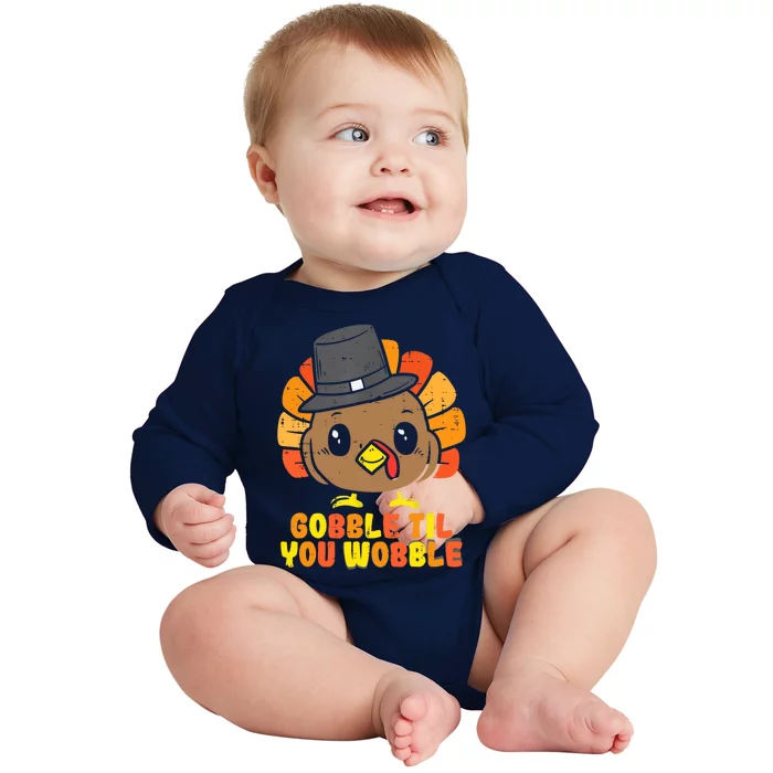 Gobble Til You Wobble Feast Mode Cute Gift Baby Long Sleeve Bodysuit