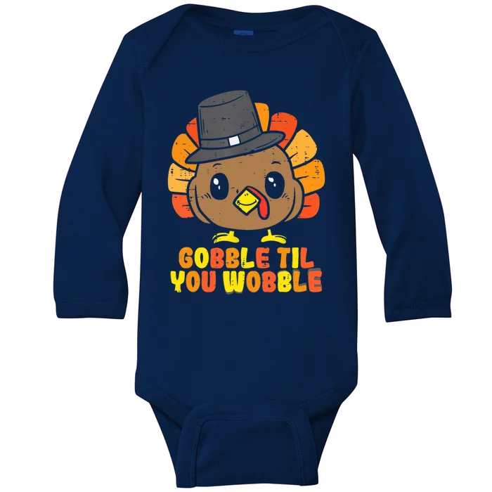 Gobble Til You Wobble Feast Mode Cute Gift Baby Long Sleeve Bodysuit