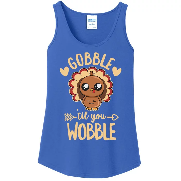 Gobble Til You Wobble Pun Turkey Expert Gift Ladies Essential Tank