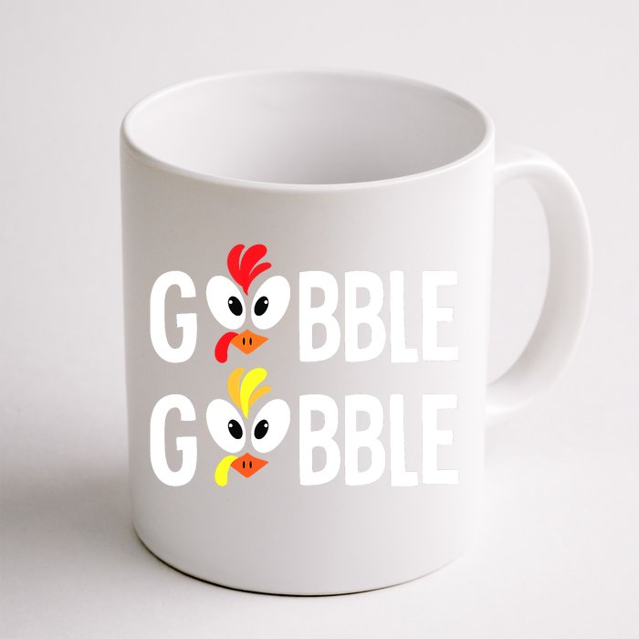 Gobble Til You Wobble Cute Turkey Thanksgiving Leopard Front & Back Coffee Mug