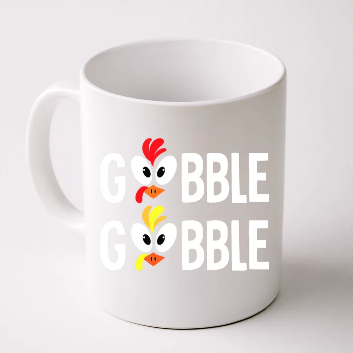 Gobble Til You Wobble Cute Turkey Thanksgiving Leopard Front & Back Coffee Mug