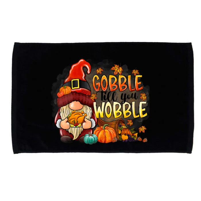 Gobble Till You Wobble Thanksgiving Gnome Pumpkin Microfiber Hand Towel