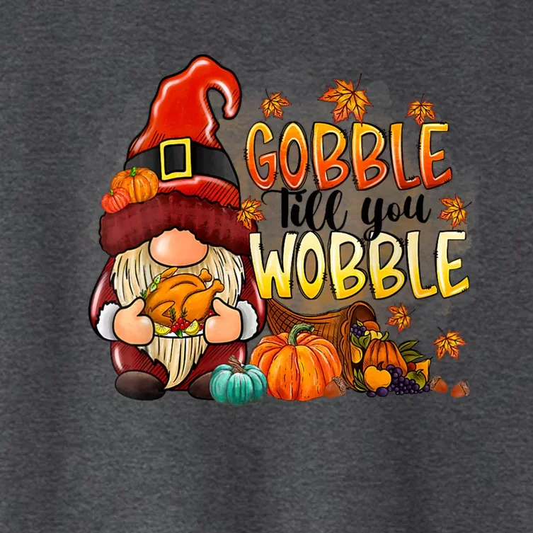 Gobble Till You Wobble Thanksgiving Gnome Pumpkin Women's Crop Top Tee