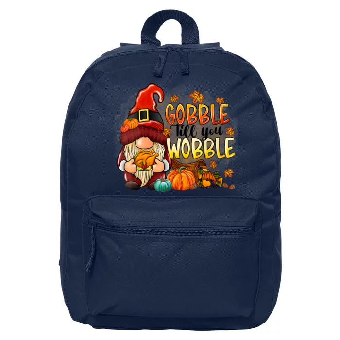 Gobble Till You Wobble Thanksgiving Gnome Pumpkin 16 in Basic Backpack