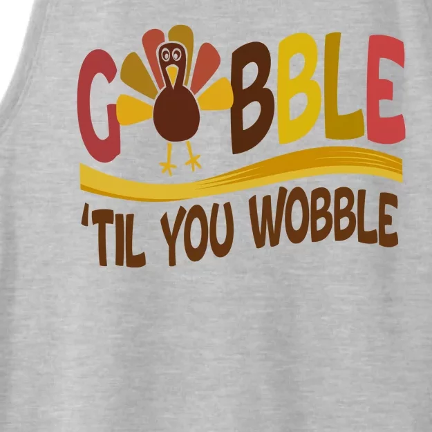 Gobble Til You Wobble Thanksgiving Funny Ladies Tri-Blend Wicking Tank