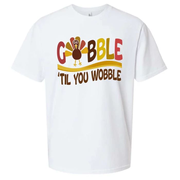 Gobble Til You Wobble Thanksgiving Funny Sueded Cloud Jersey T-Shirt