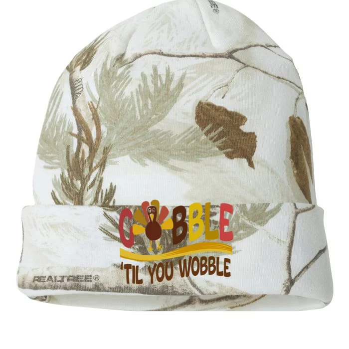 Gobble Til You Wobble Thanksgiving Funny Kati - 12in Camo Beanie