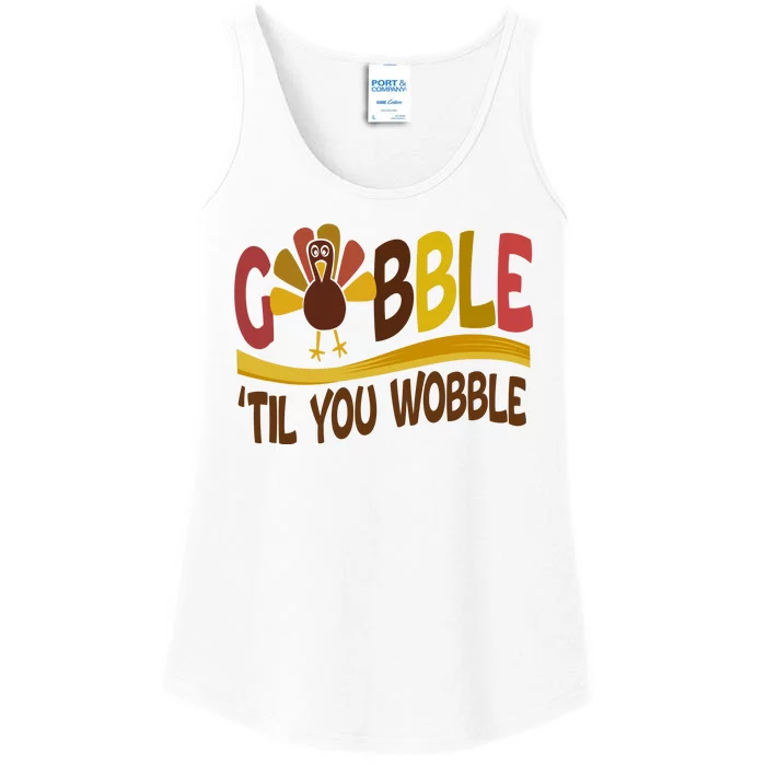 Gobble Til You Wobble Thanksgiving Funny Ladies Essential Tank