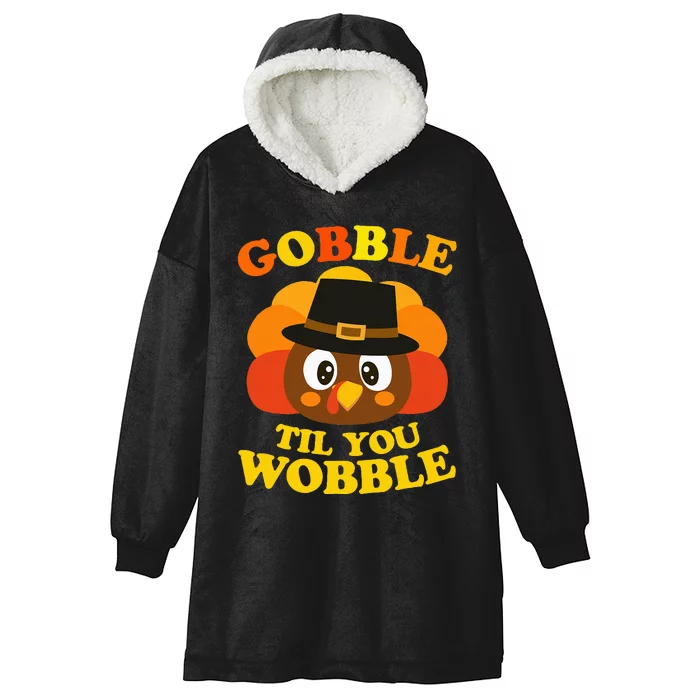 Gobble Til You Wobble Baby Outfit Thanksgiving Hooded Wearable Blanket