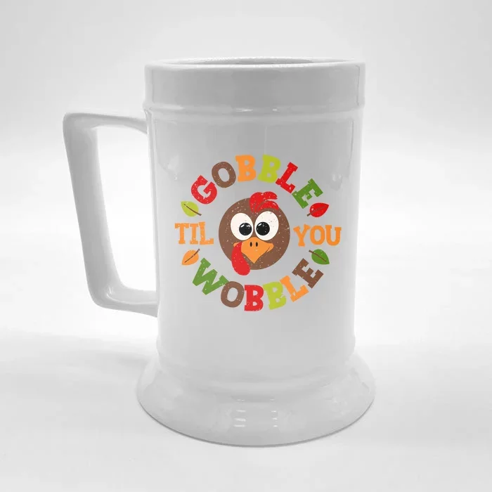 Gobble Til You Wobble Vintage Thanksgiving Gift Front & Back Beer Stein