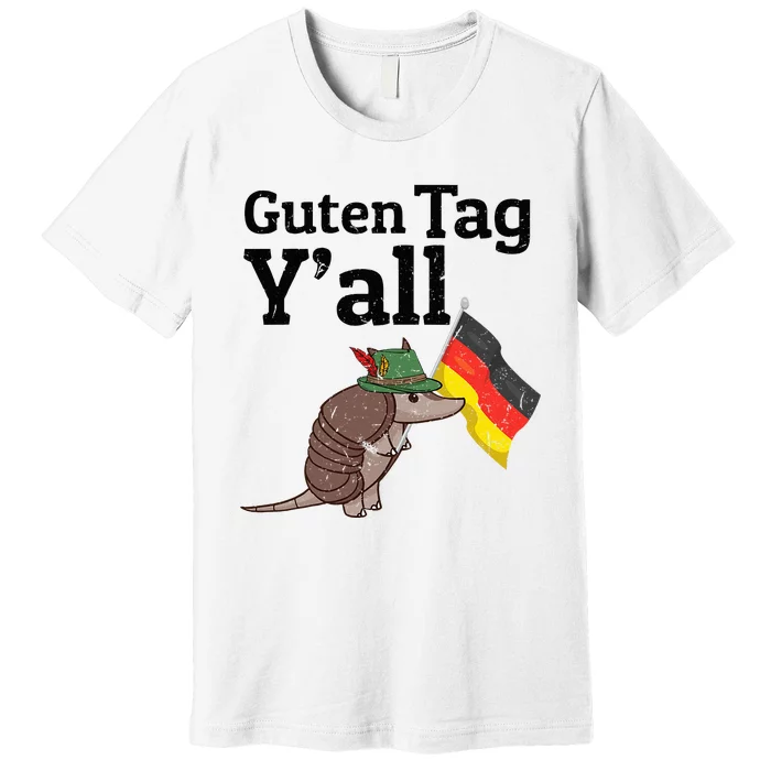 Guten Tag YAll Texas Armadillo German Flag Hat Premium T-Shirt