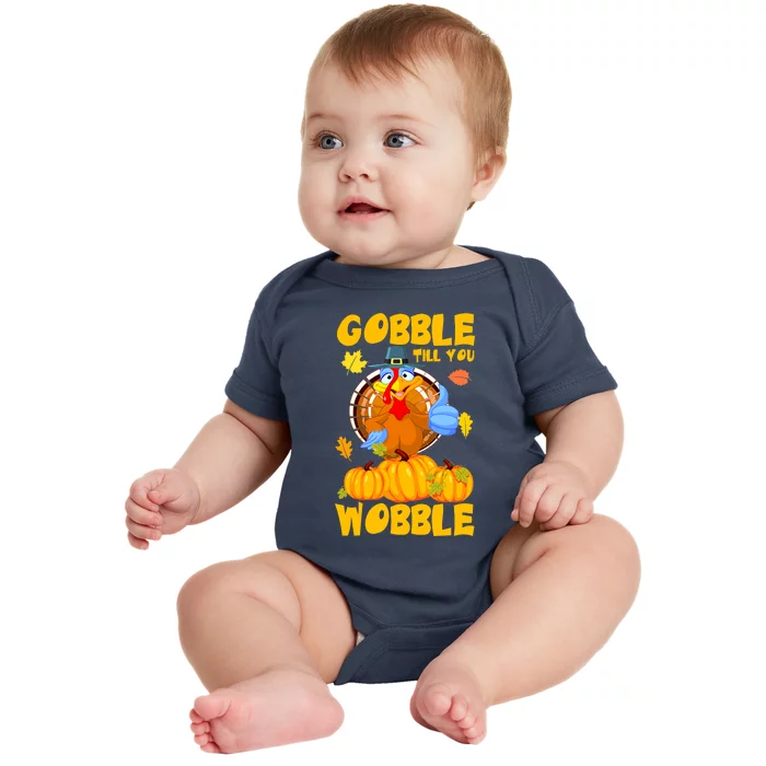 Gobble Till You Wobble Boys Thanksgiving Pumpkin Baby Bodysuit