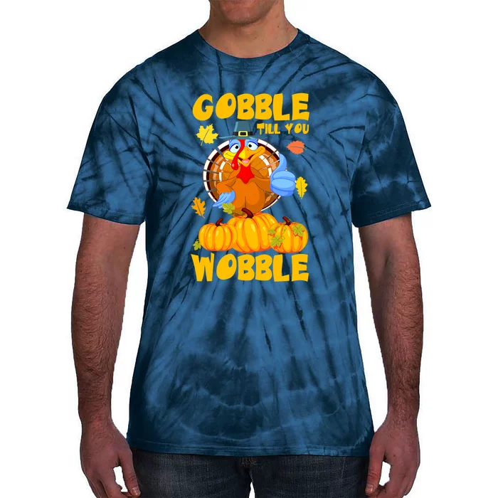 Gobble Till You Wobble Boys Thanksgiving Pumpkin Tie-Dye T-Shirt