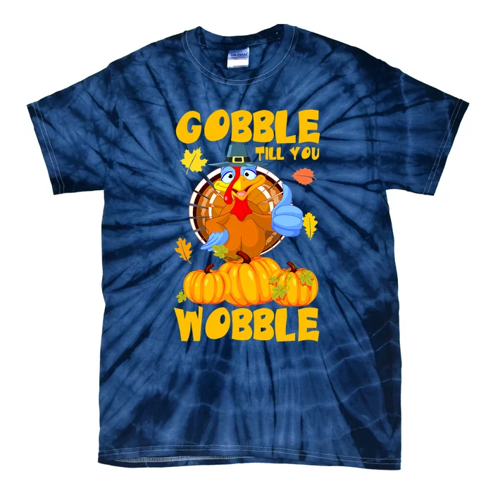 Gobble Till You Wobble Boys Thanksgiving Pumpkin Tie-Dye T-Shirt