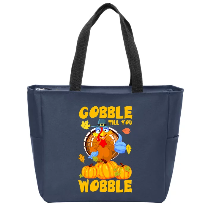 Gobble Till You Wobble Boys Thanksgiving Pumpkin Zip Tote Bag