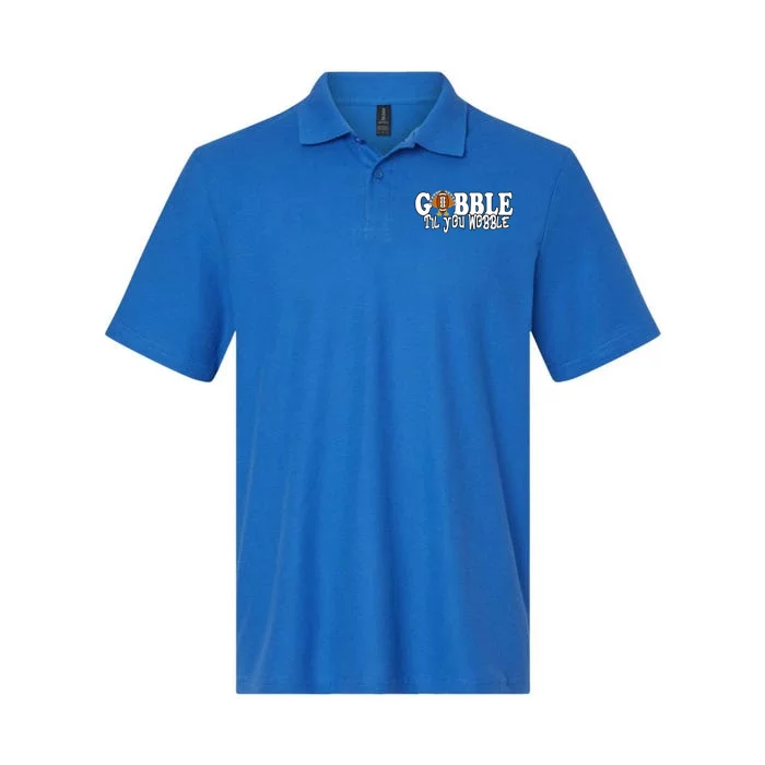 Gobble Til You Wobble Thankgiving Turkey Football Great Gift Softstyle Adult Sport Polo