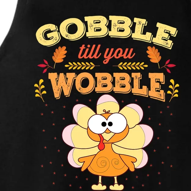 Gobble Till You Wobble Cute Turkey Thanksgiving Day Toddler Ladies Tri-Blend Wicking Tank