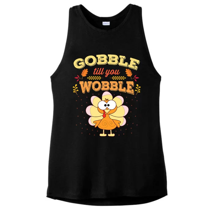 Gobble Till You Wobble Cute Turkey Thanksgiving Day Toddler Ladies Tri-Blend Wicking Tank