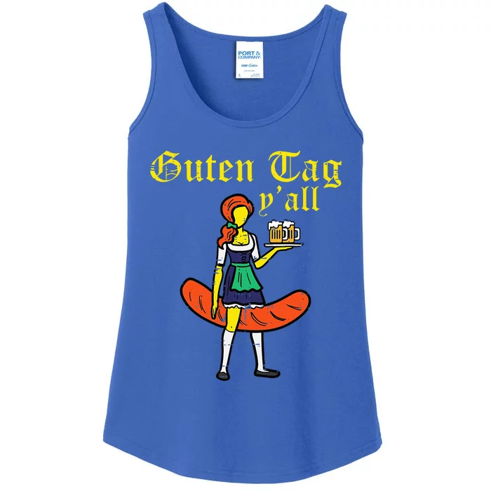 Guten Tag Yall Drindl Bratwurst Oktoberfest Costume Ladies Essential Tank