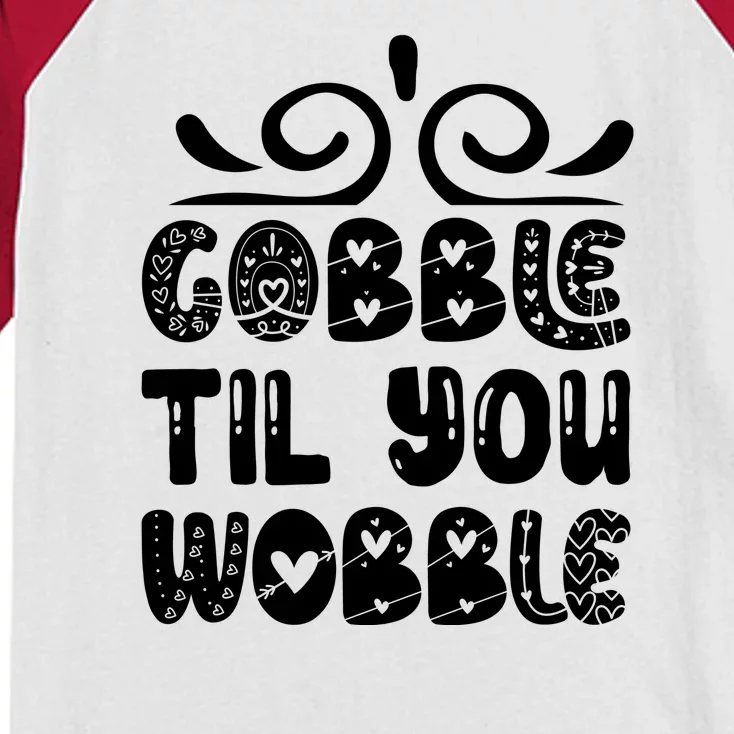 Gobble Til You Wobble Kids Colorblock Raglan Jersey