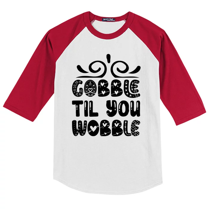 Gobble Til You Wobble Kids Colorblock Raglan Jersey