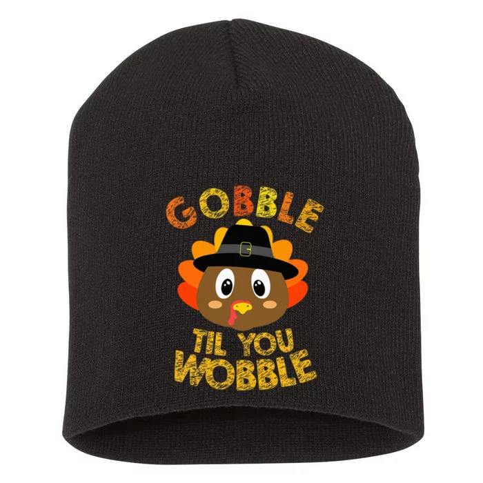 Gobble Til You Wobble Baby Outfit Thanksgiving Short Acrylic Beanie