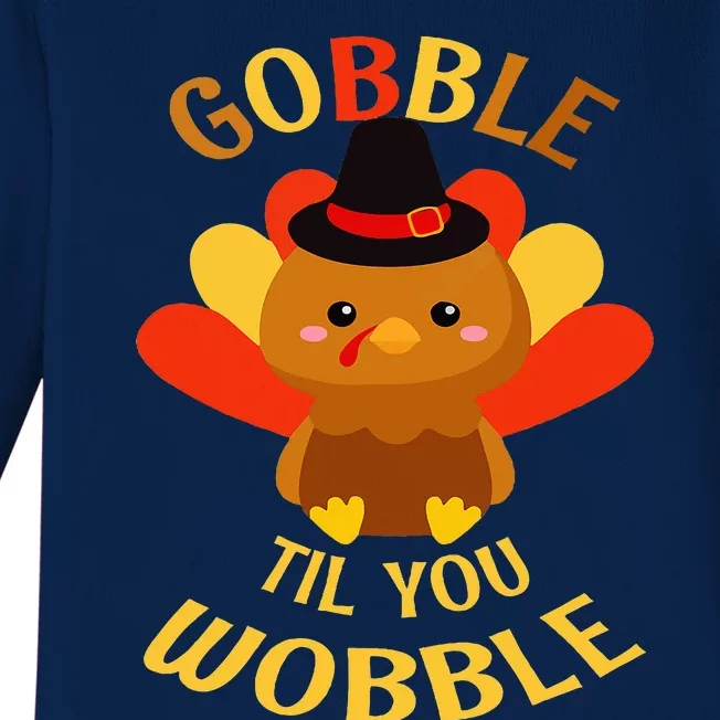 Gobble Til You Wobble Baby Thanksgiving Baby Long Sleeve Bodysuit