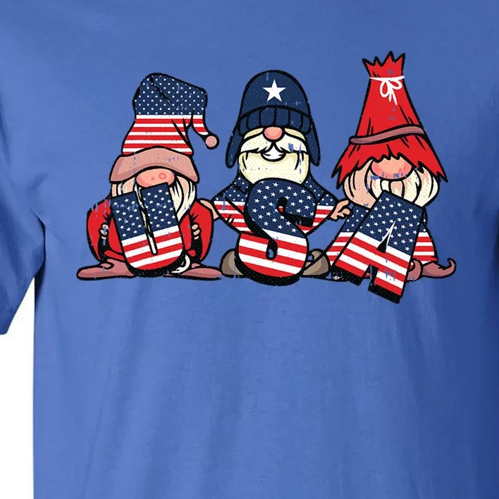 Gnome Usa 4th Of July Cute American Flag Independence Day Gift Tall T-Shirt