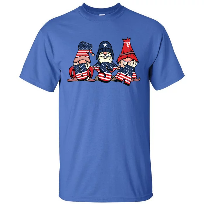 Gnome Usa 4th Of July Cute American Flag Independence Day Gift Tall T-Shirt