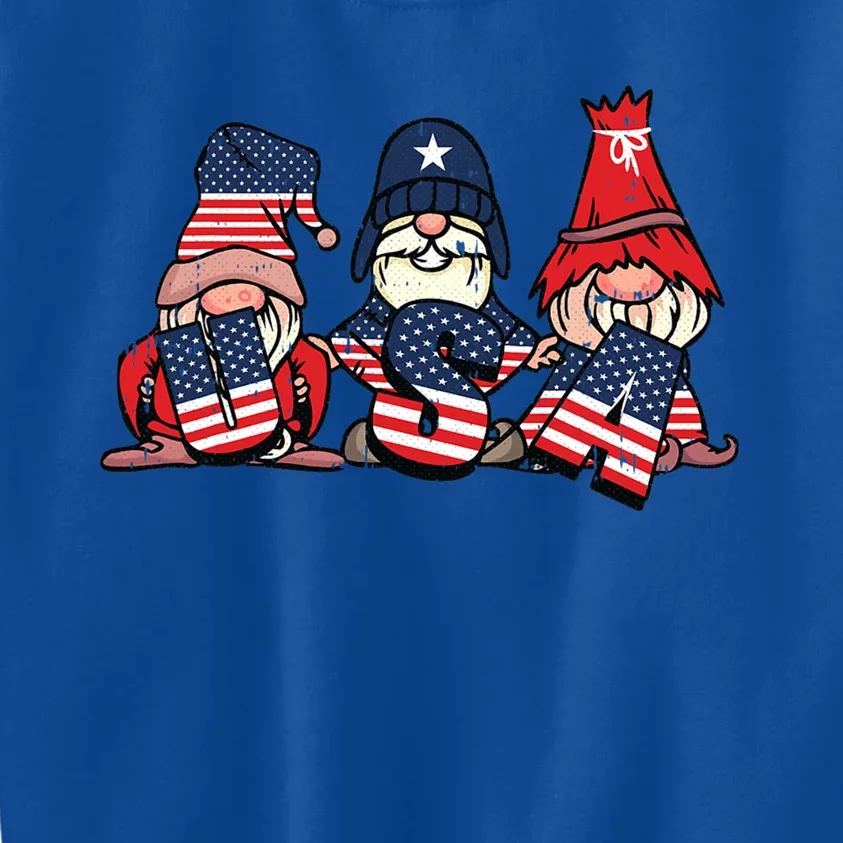 Gnome Usa 4th Of July Cute American Flag Independence Day Gift Kids Sweatshirt