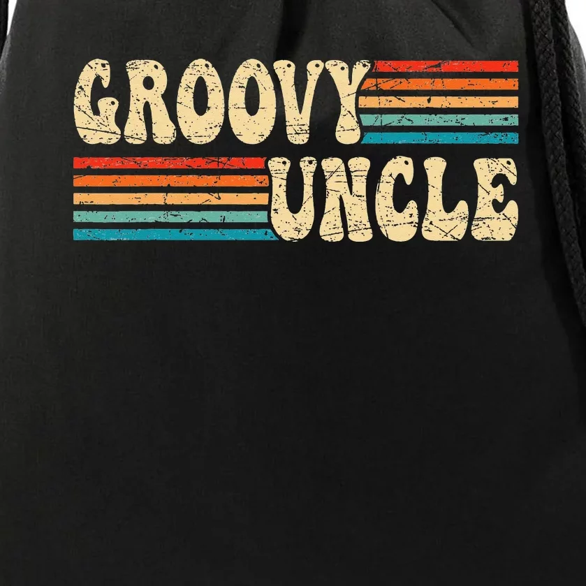 Groovy Uncle 70s Aesthetic Nostalgia 1970's Retro Uncle Drawstring Bag