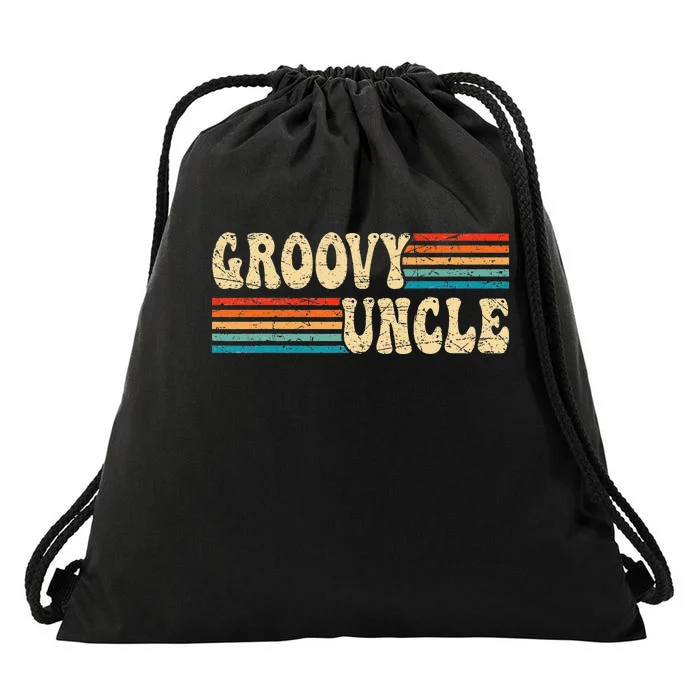 Groovy Uncle 70s Aesthetic Nostalgia 1970's Retro Uncle Drawstring Bag