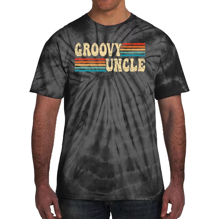 Groovy Uncle 70s Aesthetic Nostalgia 1970's Retro Uncle Tie-Dye T-Shirt