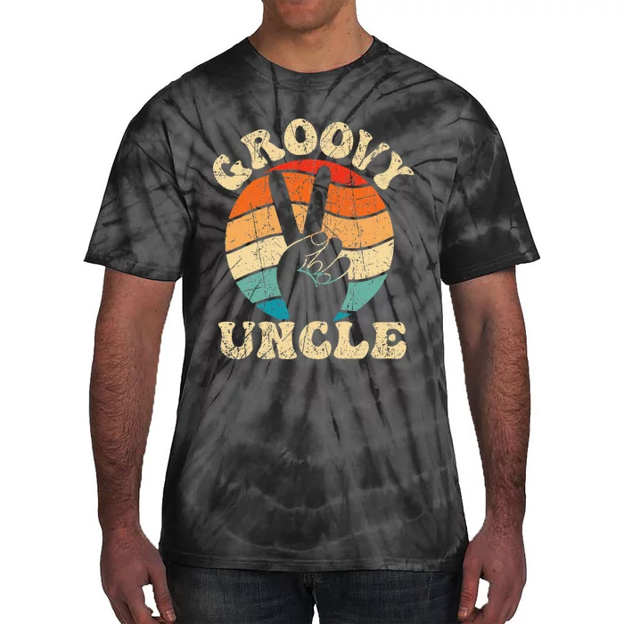 Groovy Uncle 70s Aesthetic Nostalgia 1970's Retro Uncle Tie-Dye T-Shirt