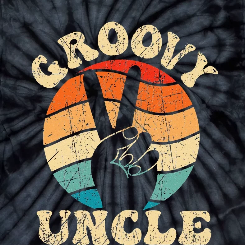 Groovy Uncle 70s Aesthetic Nostalgia 1970's Retro Uncle Tie-Dye T-Shirt