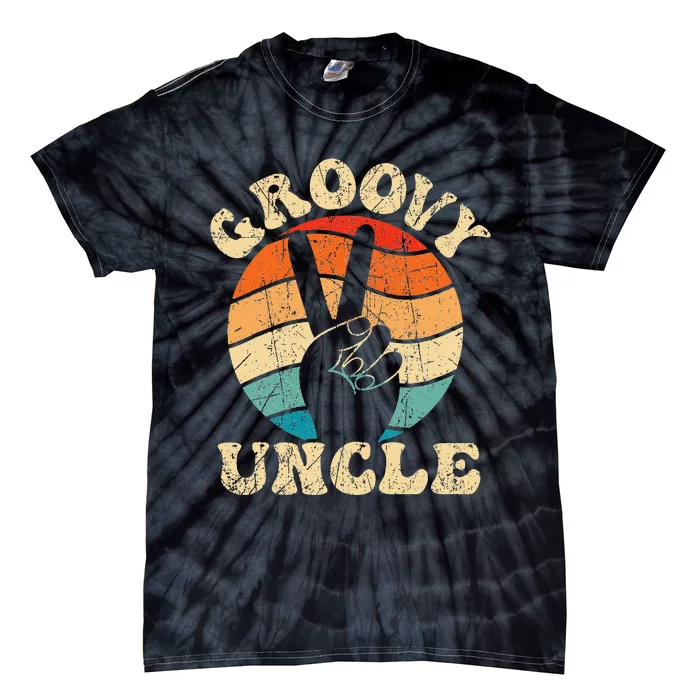 Groovy Uncle 70s Aesthetic Nostalgia 1970's Retro Uncle Tie-Dye T-Shirt