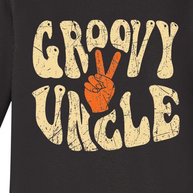 Groovy Uncle 70s Aesthetic Nostalgia 1970's Retro Uncle Baby Long Sleeve Bodysuit