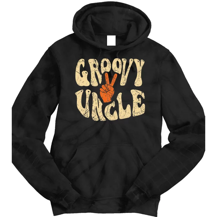 Groovy Uncle 70s Aesthetic Nostalgia 1970's Retro Uncle Tie Dye Hoodie