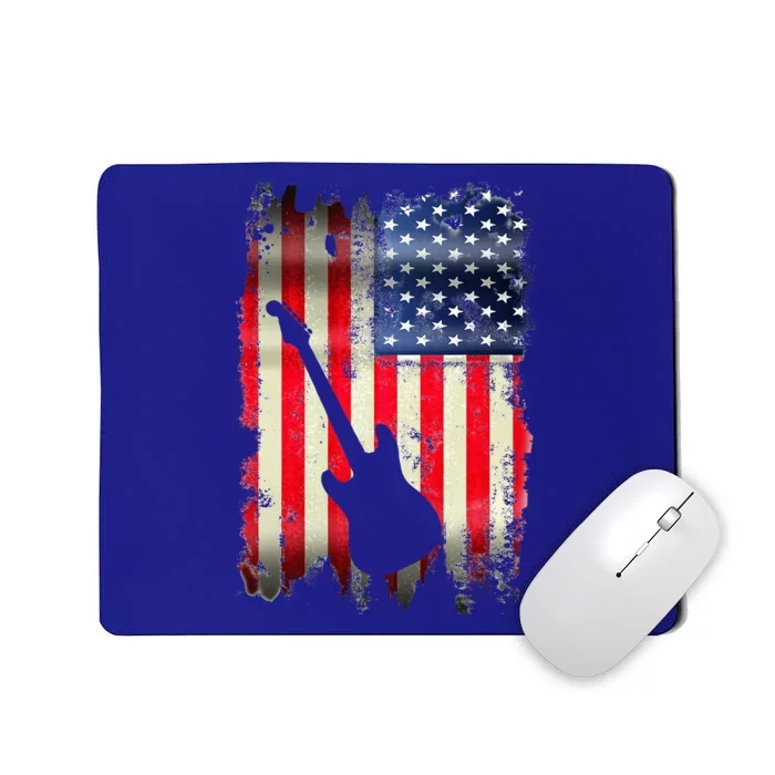 Guitarist Usa American Flag 4th Of July Patriotic Mousepad