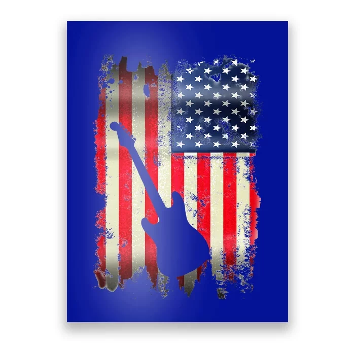 Guitarist Usa American Flag 4th Of July Patriotic Poster