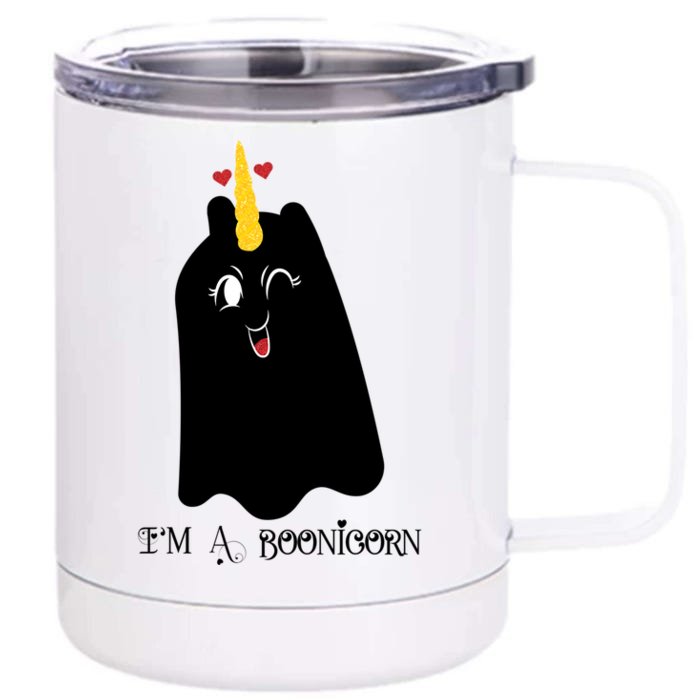 Ghost Unicorn Boonicorn Halloween For Granddaughter Daughter Gift Front & Back 12oz Stainless Steel Tumbler Cup