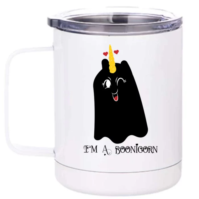 Ghost Unicorn Boonicorn Halloween For Granddaughter Daughter Gift Front & Back 12oz Stainless Steel Tumbler Cup