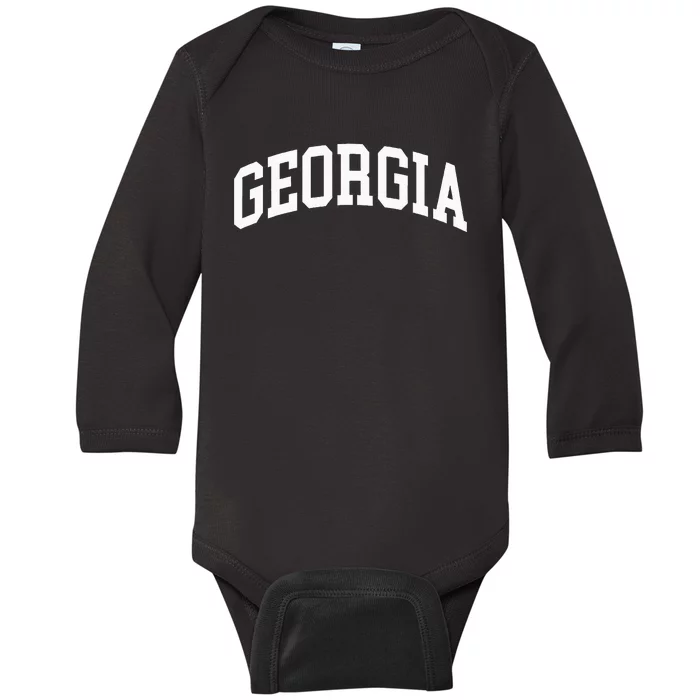 Georgia Us College Font Proud American Usa States Baby Long Sleeve Bodysuit