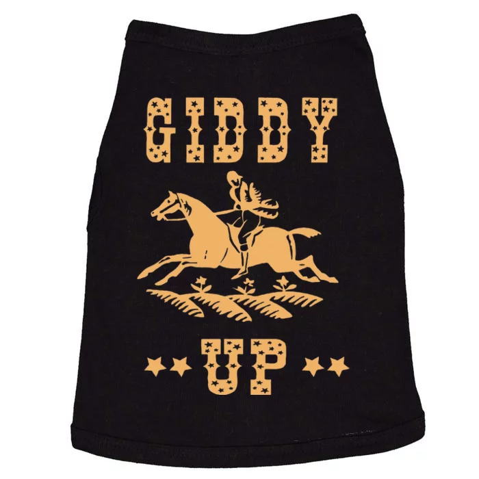 Giddy Up Cowboy Cowgirl Vintage Yellow Retro Gift Idea Doggie Tank