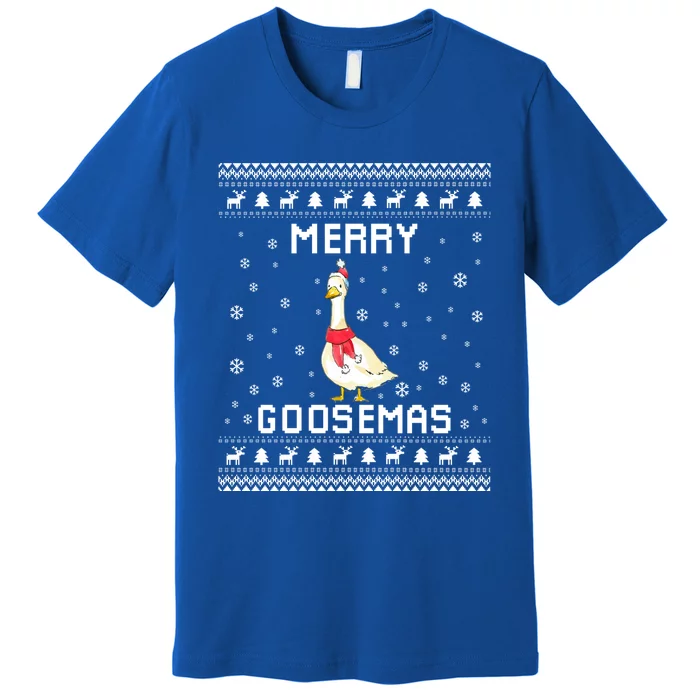 Geese Ugly Christmas Sweater Geese Lover Holiday Present Cool Gift Premium T-Shirt