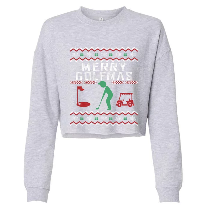 Golf Ugly Christmas Golfing Crazy Holiday Golfers Xmas Gift Funny Gift Cropped Pullover Crew