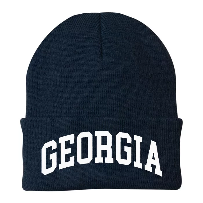 Georgia US College Font Proud American USA States Knit Cap Winter Beanie