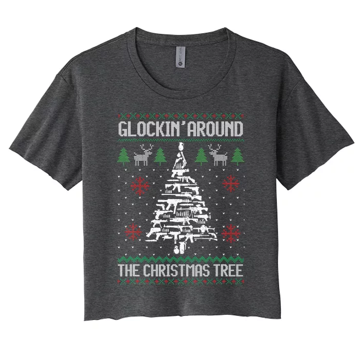 Guns Ugly Christmas Sweaters For Gun Lovers Women's Crop Top Tee