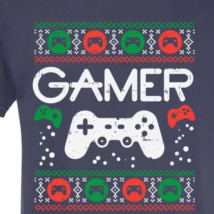 Gamer Ugly Christmas Sweater Retro Video Game Xmas Boys Gift Meaningful Gift Garment-Dyed Heavyweight T-Shirt